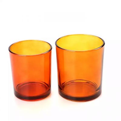 Wholesale Custom 10oz Multi Color Frosted empty latest luxury Amber Glass Candle Jar with Lid