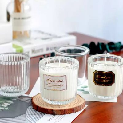 Wholesale Custom 5oz 10oz Empty Latest Luxury Clear Thickening Glass Candle Jar with Lid