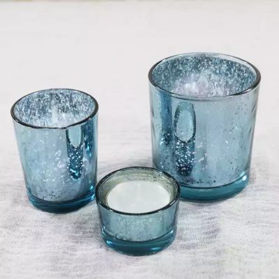 Custom Color Speckled Electroplating Candle Holder Glass Small Candle Jar with Lid For Weddings