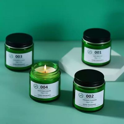 Creative Green Empty Round Christmas Gifts Candle Container Candle Jars Glass with Lid