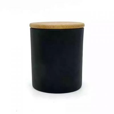 Factory direct sale 10oz 300ml black frosted craft glass candle holder can be used as home decoration