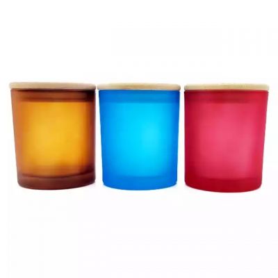 Factory wholesale stained glass candle holder with bamboo cover and can be customized LOGO