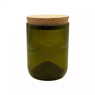 Candle Jars Green Geo Cut Wine Bottle Glass Wholesale 10oz Empty Carton Christmas Offset Printing Customized Color