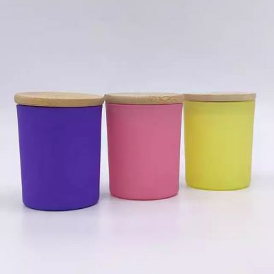 Factory direct sale 7oz matte glass candle jar with bamboo/wood lid for home decoration