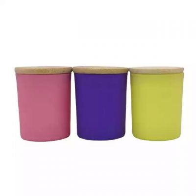 200 ml luxury glass candle holder with custom color and logo with bamboo wood lids customized popular colors