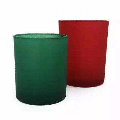 Christmas decorative red and green color candle making glass candle container with lids multi size