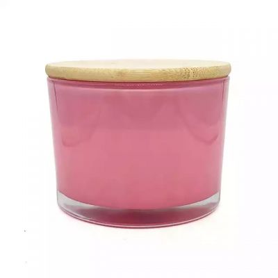 Factory price can be customized 10.6oz color spray glass scented candle with wood cover
