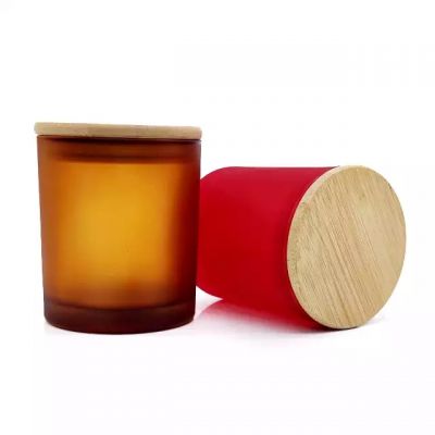 Factory wholesale color frosted craft empty candle glass candle holder for DIY candle making