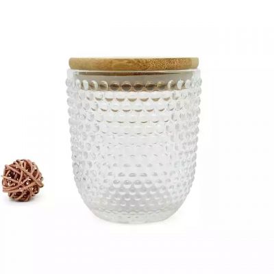 Factory made 7oz clear polka dot glass candle holder can be used as DIY candle making