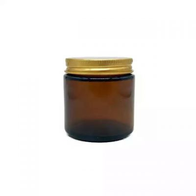 4oz Luxury Amber Glass Jar Candle Container Jar with metal Lids