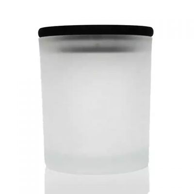 Factory Direct Sale 10oz Frosted Glass Candle Jars for DIY Candle Making with Black Bamboo Lid as Home Decoration in Bulk
