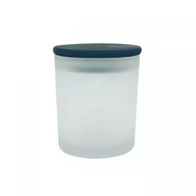 Factory wholesale multi size white frosted glass jar with black lid for aromatherapy candles