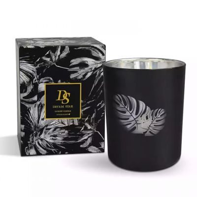 Laser printing luxury black glass candle glass jars wholesale glass jars for candle making