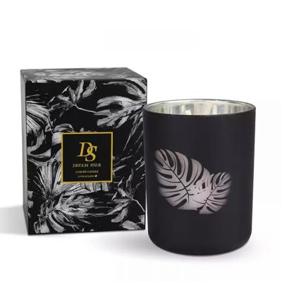Laser printing custom black glass candle jars luxury glass jars for candle making