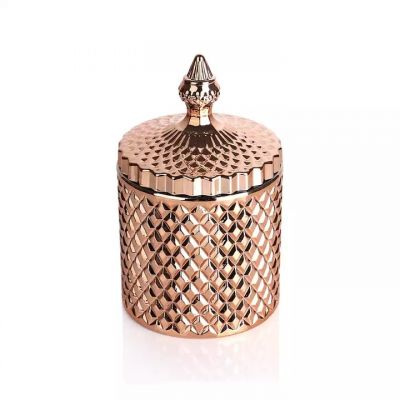 Gold Candle Holder,Copper Candle Holder Jar,Custom Color Glass Candle Holder