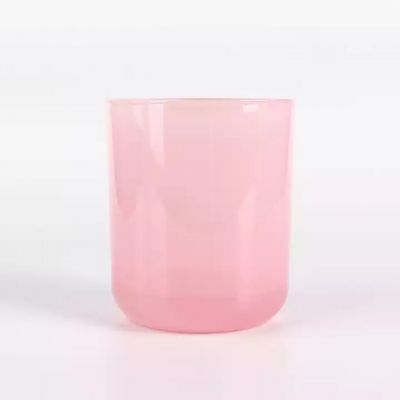 Wholesale Round Cylinder Luxury Pink Colored Glass Candle Jars