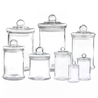 Cheap Storage Organizer Canisters Different Size Glass Apothecary Jars With Lid
