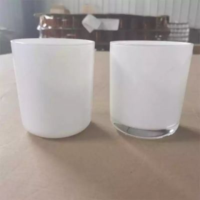 Custom Empty 8oz round bottom white glass candle container for candle making