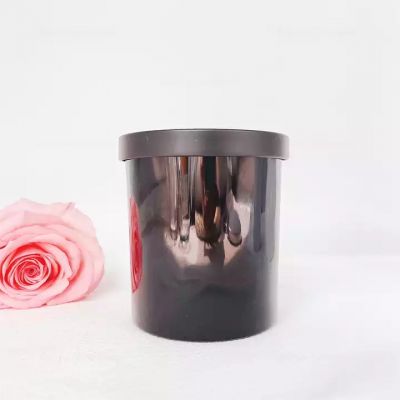 2023 custom 8oz shiny black Candle Container Cup Scented Candle Jar With Black Lid