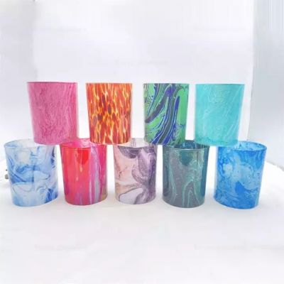 Custom Painting Multi Colored glass candle containers for candle making