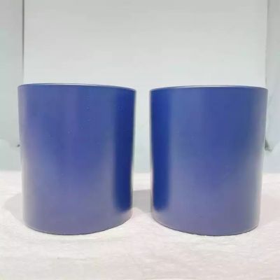 Wholesale 16 oz luxury home decorative blue matte glass candle container