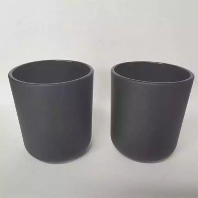 Wholesale Empty 8oz round bottom matte black glass candle container for candle making