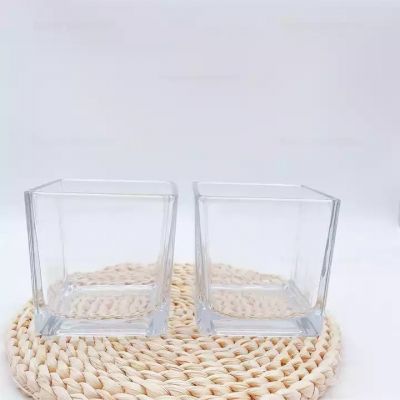 Christmas Decoration White Color Inside Square glass candle jar for candle making