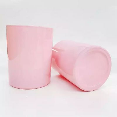 Wedding Decorative 8oz Sprayed Shiny Pink Colored Candle Jar For Sale
