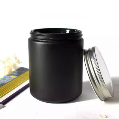 wholesale jar candle holder hot sale luxury candle container jar with lid high quality black candle jars with rose gold lids