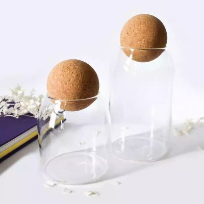 home decoration wedding gift borosilicate candle vessels with lid cork ball top large 1000 500ml unique glass jar candle luxury
