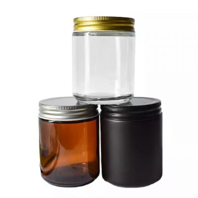 decorative glassware christmas gift classic low price 9oz frosted matte black glass candle jar