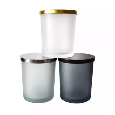 decorative glassware gift empty wax candles glass vessels bulk wholesale 10x12.5cm 550ml frosted jars for 3 wick candles