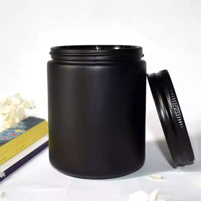  high quality 8oz soy wax candle jars luxury emty black candle jar with gold lid