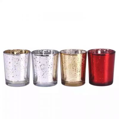 Electroplate Color Wedding Small Christmas Candle Jar Candle Cups Empty Glass Jars Table Decoration Container For Candle