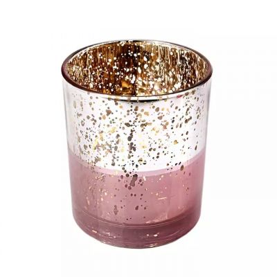 France Rose Gold Wedding Home Decoration Glitter Cylinder Glass Candle Holder Candle Vessels Jar