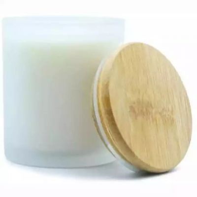 Wholesale popular candle jar luxury bamboo lid frosted glass candle jar