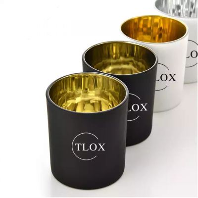 Nordic Style Straight Sided Black Glossy Personalized Candle Packaging Glass Jar Candle Holder