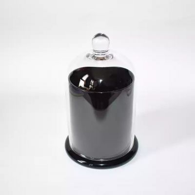 midum size custom logo clear colored black cloche bell dome candle jars empty glass jars
