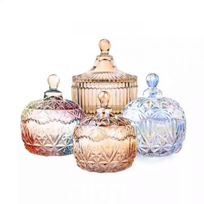 Luxury Glass Candle Diamond Candy Jars Vessels with Lids and Packaging Jewelry Storage Box for Scented Candle Making