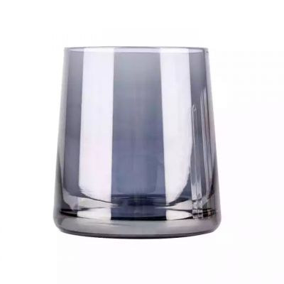 Wholesale Gradient Amber Color Clear Trapezoid Glass Candle Jar Container Cup with Gold Rim for Soy Wax Scented Candle Making