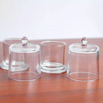 Wholesale Clear Glass Crystal Domed Bell Cloche Candle Jar Vessels Holders with Dome Lids for Soy Wax Scented Candle Making