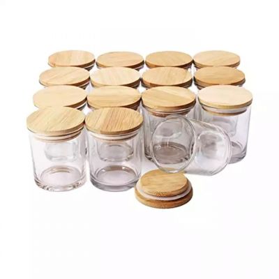 Wholesale 6oz 8oz Bamboo Lid Glass Candle Jar Storage Bottle Color Customized 180ml 240ml Glass Jar for Making Candles