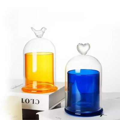 Customized unique golden bell cover multi-color aromatic candle glass jar for home decoration