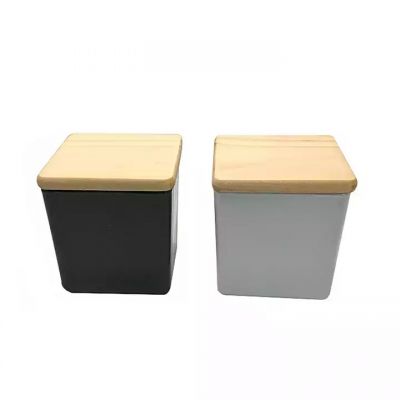 Custom Color Glass Square Candle Jar Vessels with Bamboo Lid for Soy Wax Scented Candle Making
