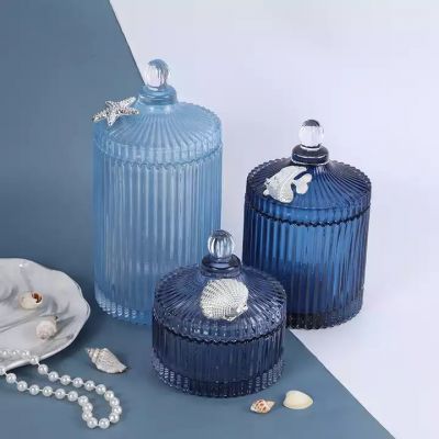 Customized Nordic Ocean Style Creative Glass Candle Cans for Home Decoration
