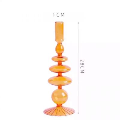 Candlestick Holders Customized Candle Holder Votive Tall Clear Glass Nordic Vintage Wavy Orange Home Decoration Valentine's Day