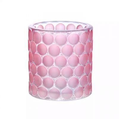 Wholesale Machine Press Colorful Glass Candle Holder with Dot Glass Votive