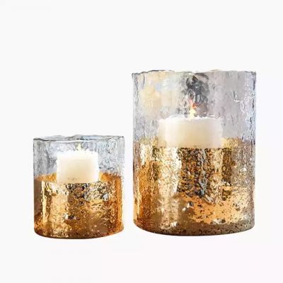 Handmade Custom Electric Gold Home Decor Glass Tumbler Decorative Glass Candle Holder Glass Container