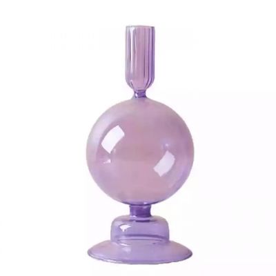 Hot Selling Creative High Foot Pattern Decorating Glass Candle Stick Holders