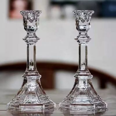 Nordic style crystal long stem glass candle holder glass set romantic candlelight dinner decoration